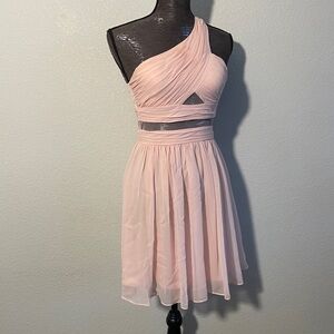 Hailey Logan Pink Asymmetrical Ruched Prom Dress
